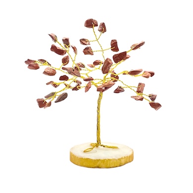 50 Bead Red Jasper Tree on Gold Base